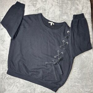 Express Sweater Size XS Black One Eleven Tie Pullover Round Neck Womens